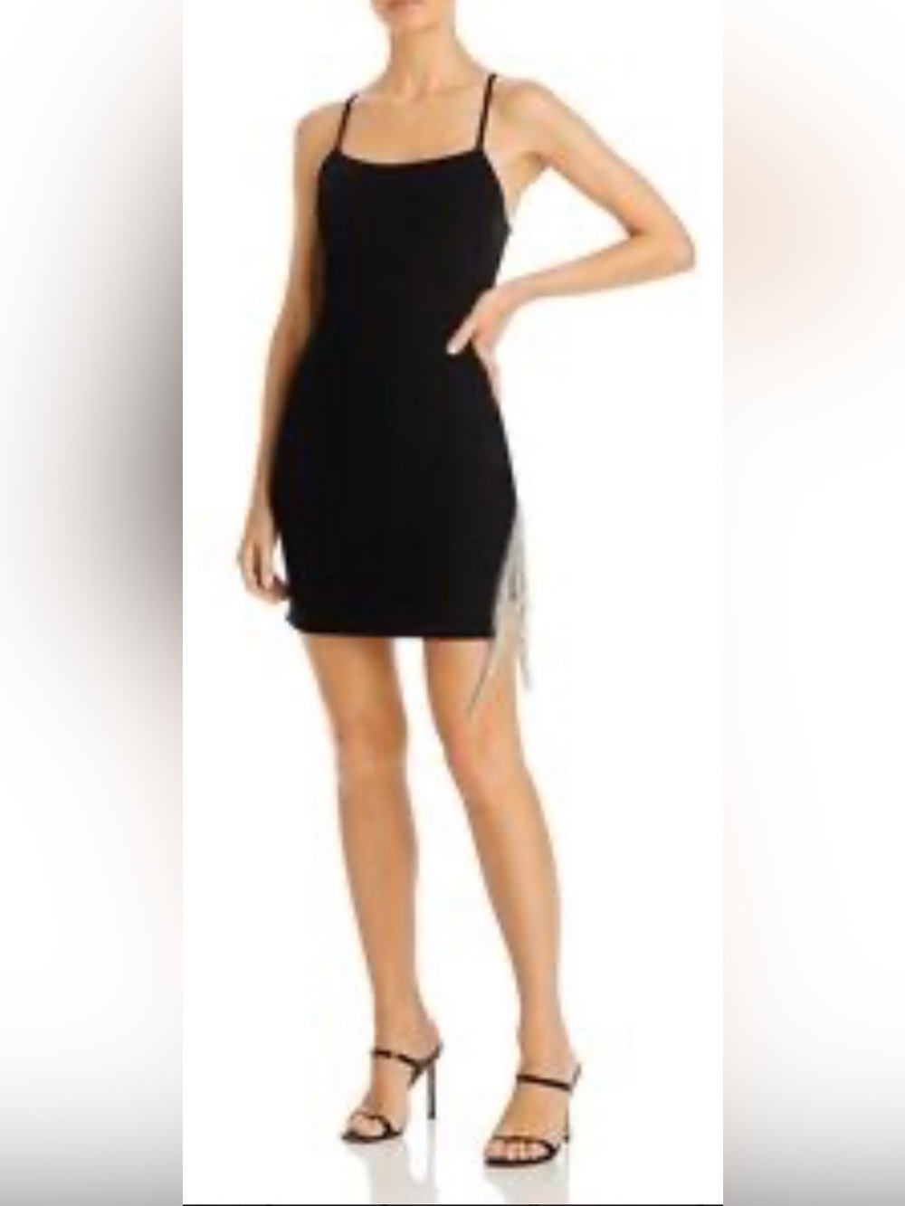 NWT Sincerely Jules Black Sleeveless by Mini Dress with Side Fringe